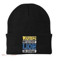 Wolverine On Saturday Lion On Sunday Detroit Beanie thumb 0