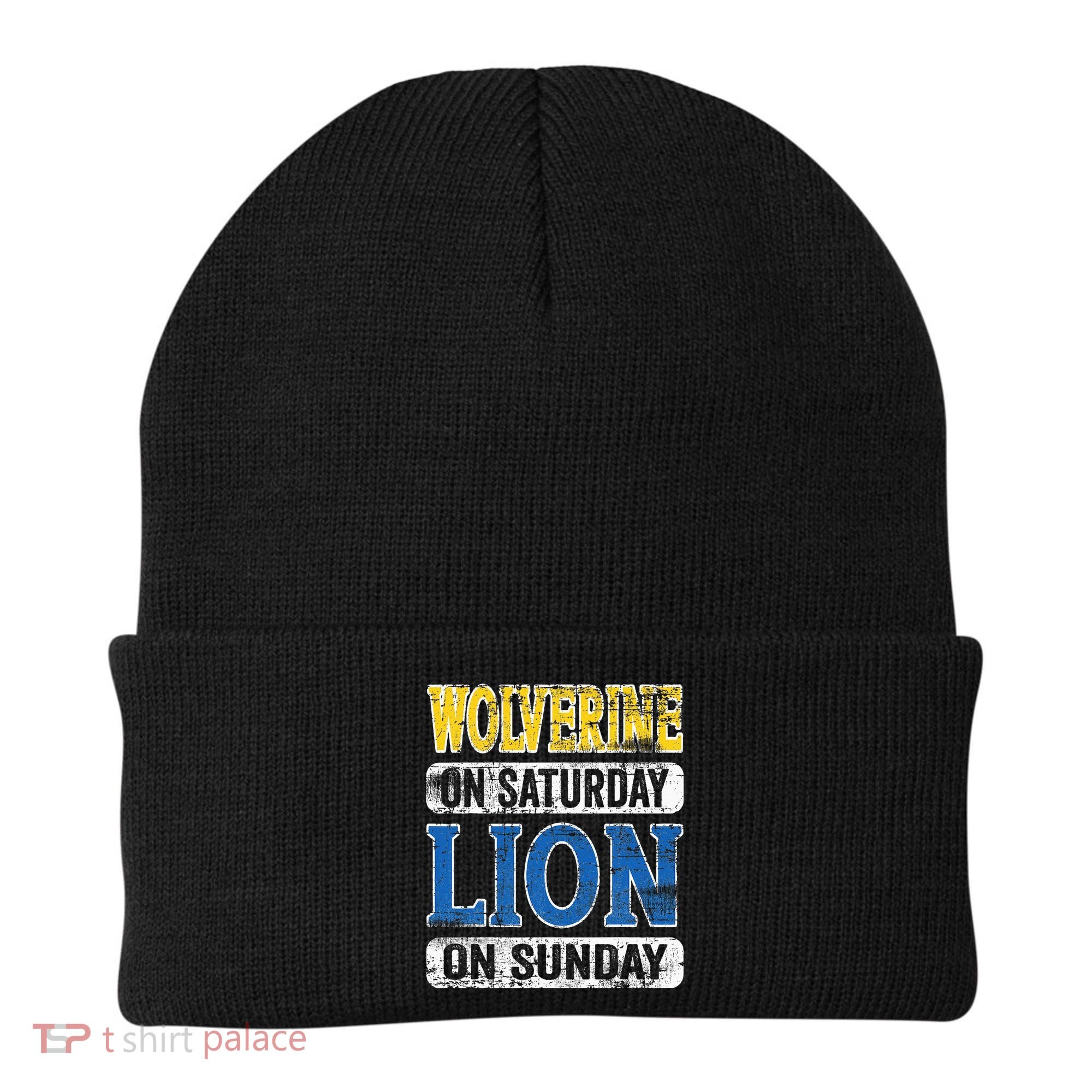 Wolverine On Saturday Lion On Sunday Detroit Beanie