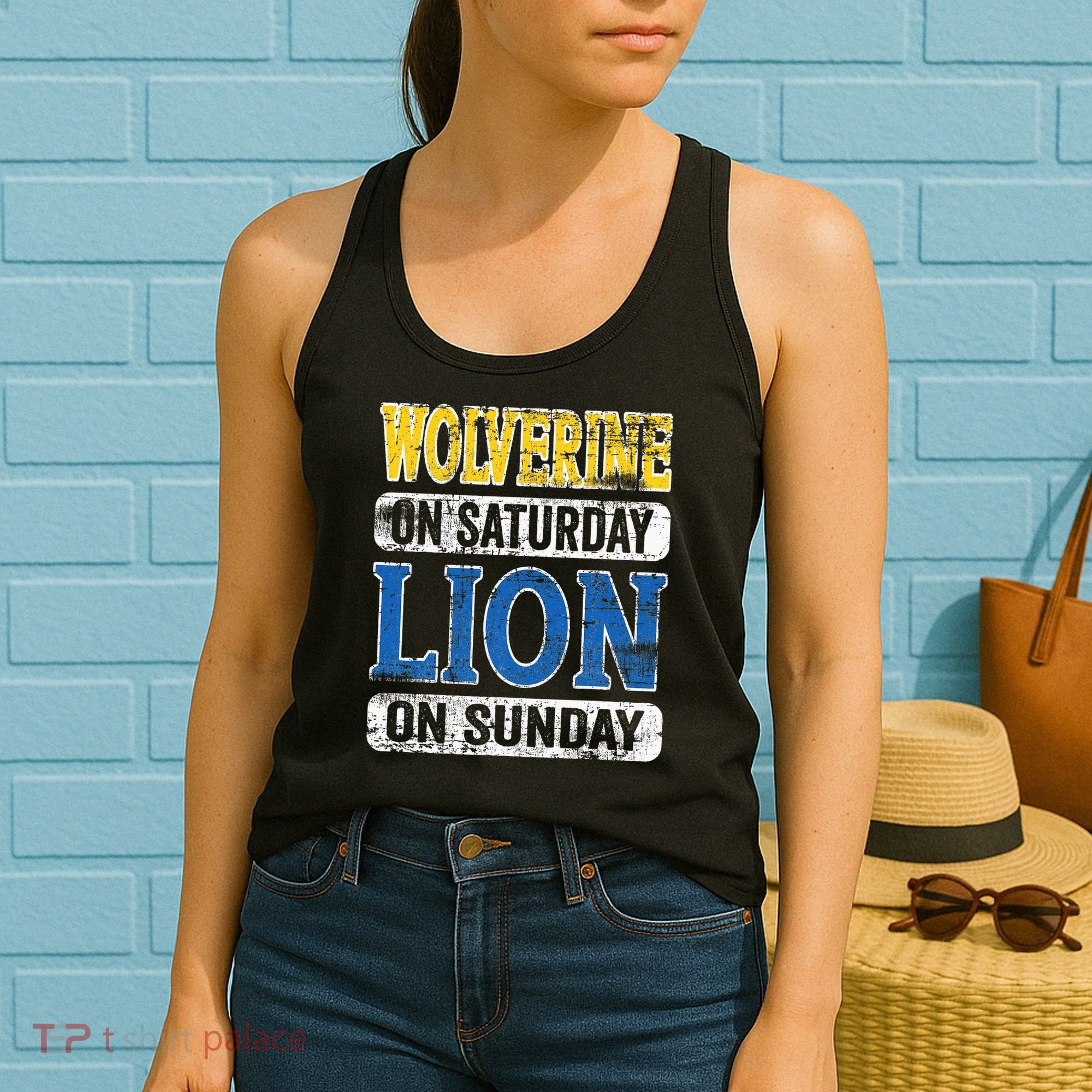 Wolverine On Saturday Lion On Sunday Detroit Women's Tank Top