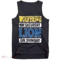 Wolverine On Saturday Lion On Sunday Detroit Tank Top thumb 0