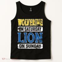 Wolverine On Saturday Lion On Sunday Detroit Tank Top thumb 2