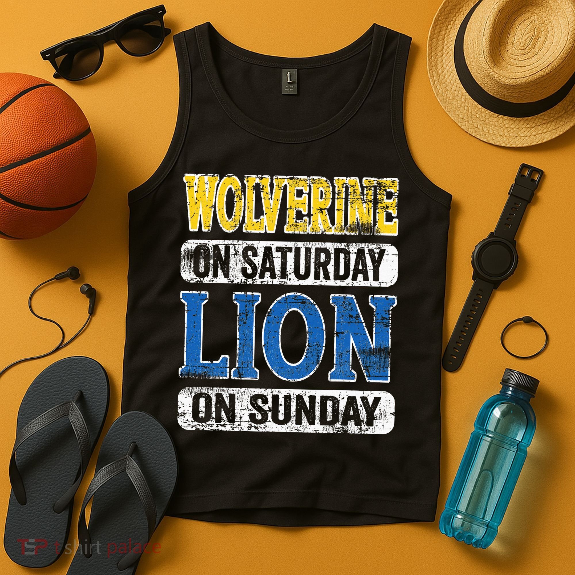 Wolverine On Saturday Lion On Sunday Detroit Tank Top