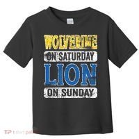 Wolverine On Saturday Lion On Sunday Detroit Toddler T-Shirt thumb 0