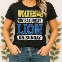 Wolverine On Saturday Lion On Sunday Detroit Women's T-Shirt thumb 2