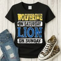 Wolverine On Saturday Lion On Sunday Detroit Women's T-Shirt thumb 3