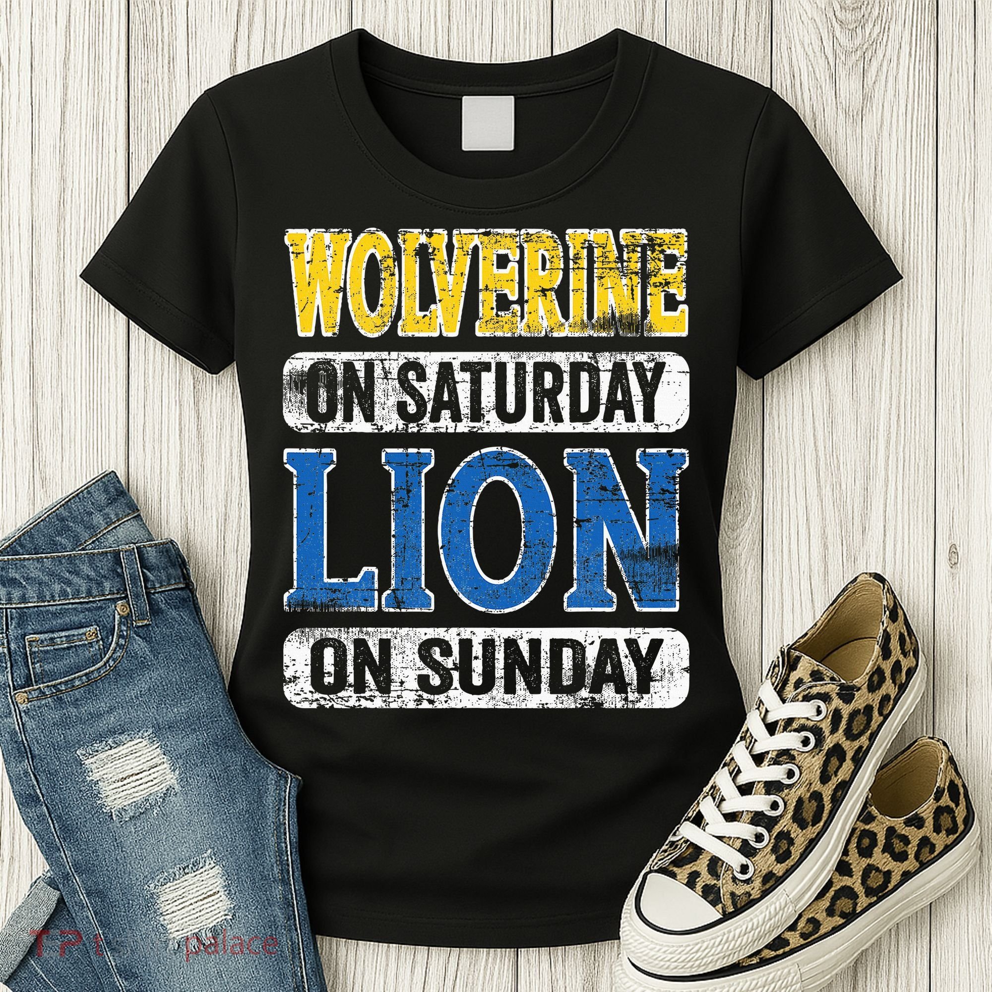 Wolverine On Saturday Lion On Sunday Detroit Women's T-Shirt