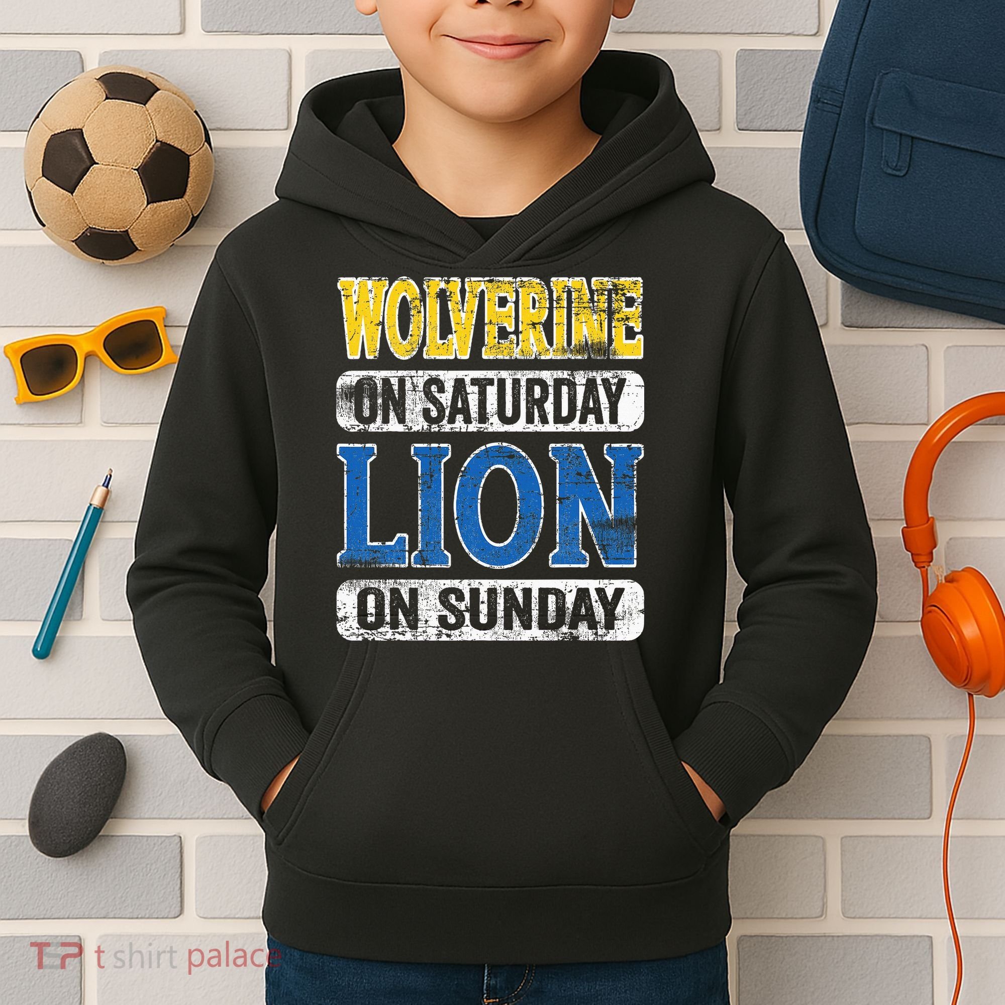 Wolverine On Saturday Lion On Sunday Detroit Kids Hoodie