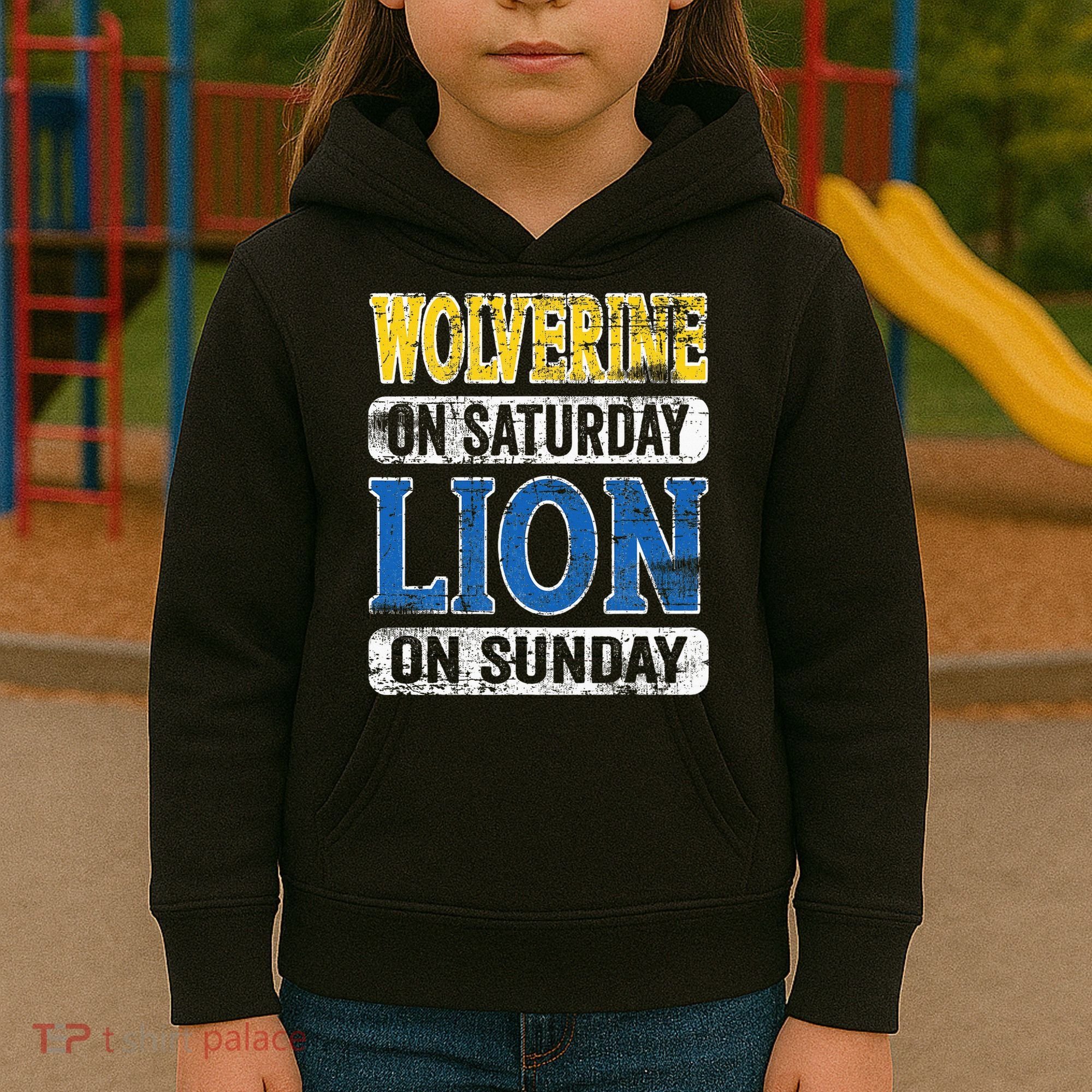 Wolverine On Saturday Lion On Sunday Detroit Kids Hoodie