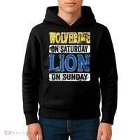 Wolverine On Saturday Lion On Sunday Detroit Kids Hoodie thumb 4