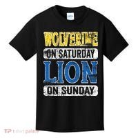 Wolverine On Saturday Lion On Sunday Detroit Kids T-Shirt thumb 0