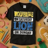 Wolverine On Saturday Lion On Sunday Detroit Kids T-Shirt thumb 3