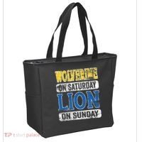 Wolverine On Saturday Lion On Sunday Detroit Tote Bag thumb 2