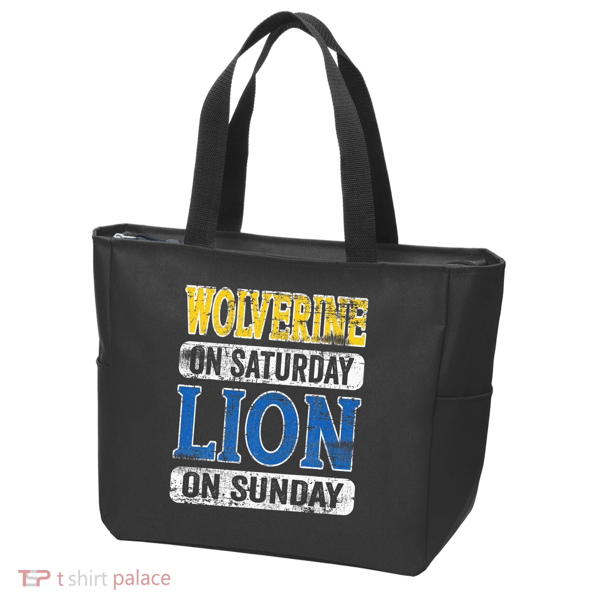 Wolverine On Saturday Lion On Sunday Detroit Tote Bag