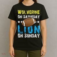 Wolverine On Saturday Lion On Sunday T-Shirt thumb 4