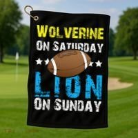 Wolverine On Saturday Lion On Sunday Golf Towel thumb 1