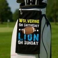 Wolverine On Saturday Lion On Sunday Golf Towel thumb 2