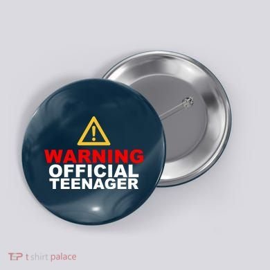 Warning Official Teenager 13th Birthday Button