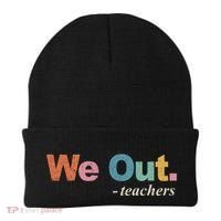 We Out Teachers Teacher Last Day Of School End Year Retro Beanie thumb 0