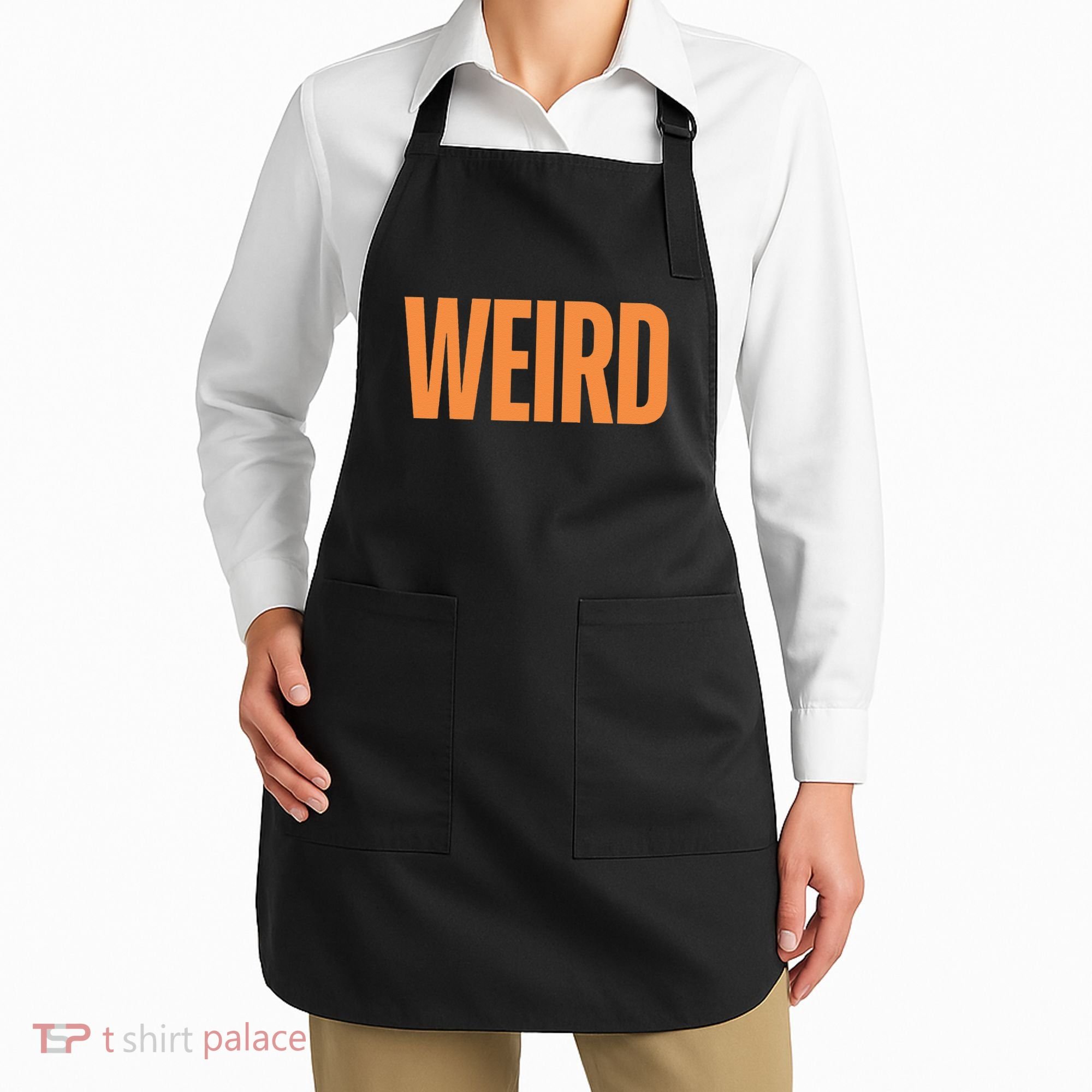 Weird Orange Text Single Word Apron