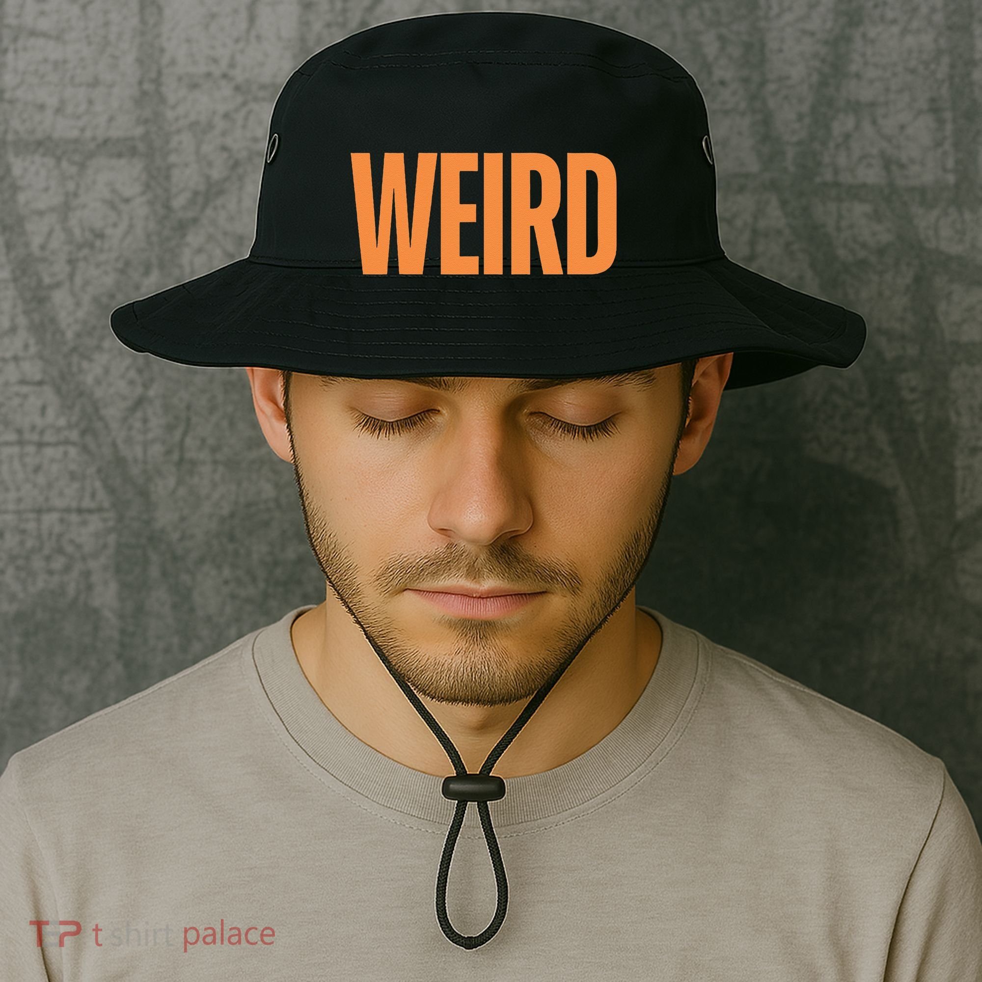 Weird Orange Text Single Word Bucket Hat