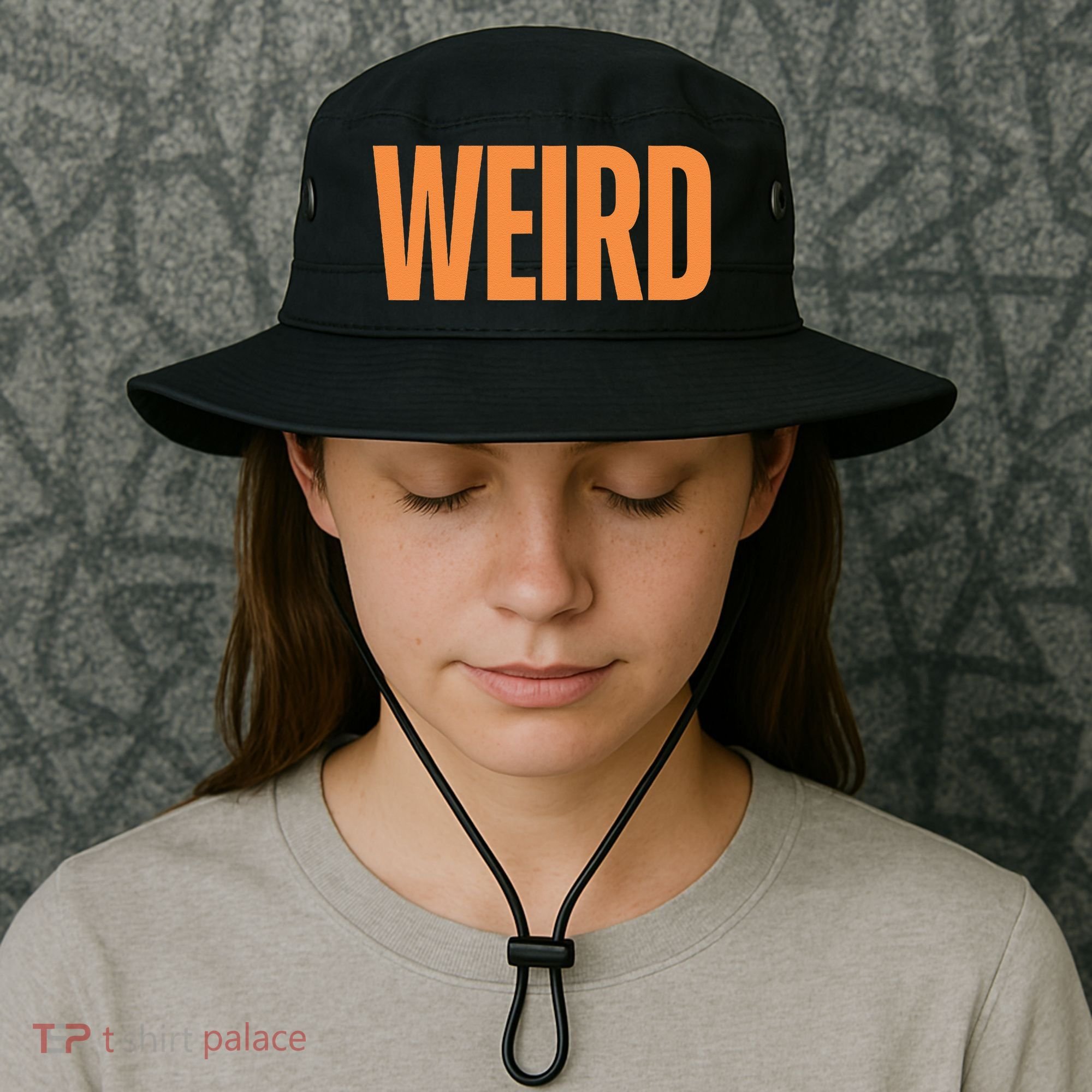 Weird Orange Text Single Word Bucket Hat