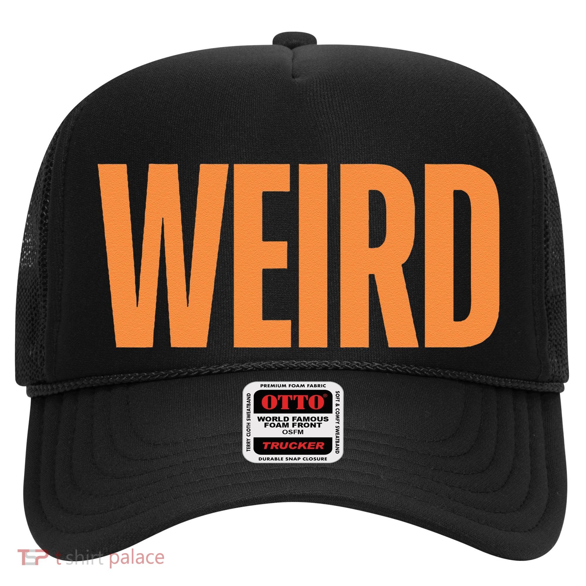 Weird Orange Text Single Word Hat