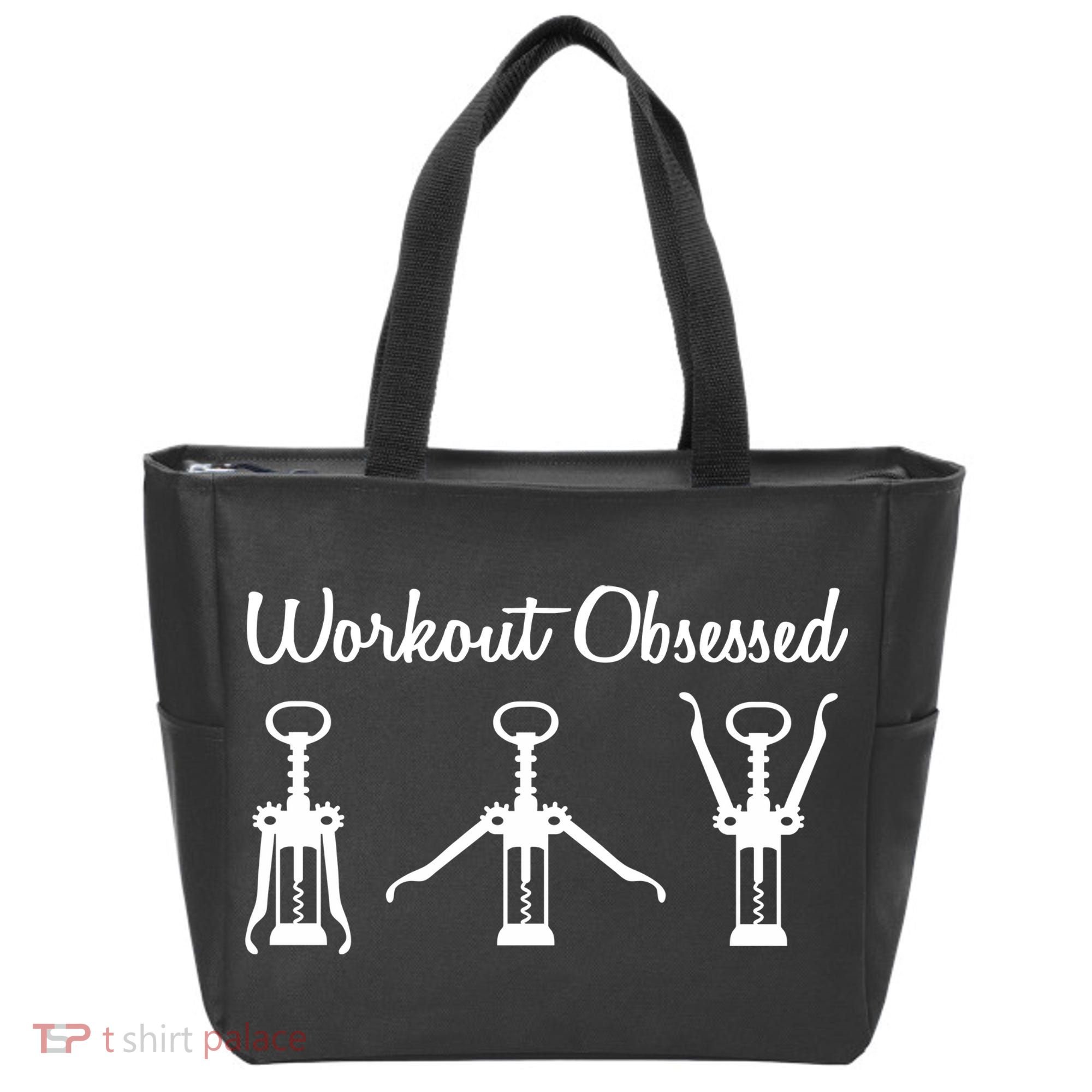 Workout Obsessed Wine Lover Tote Bag