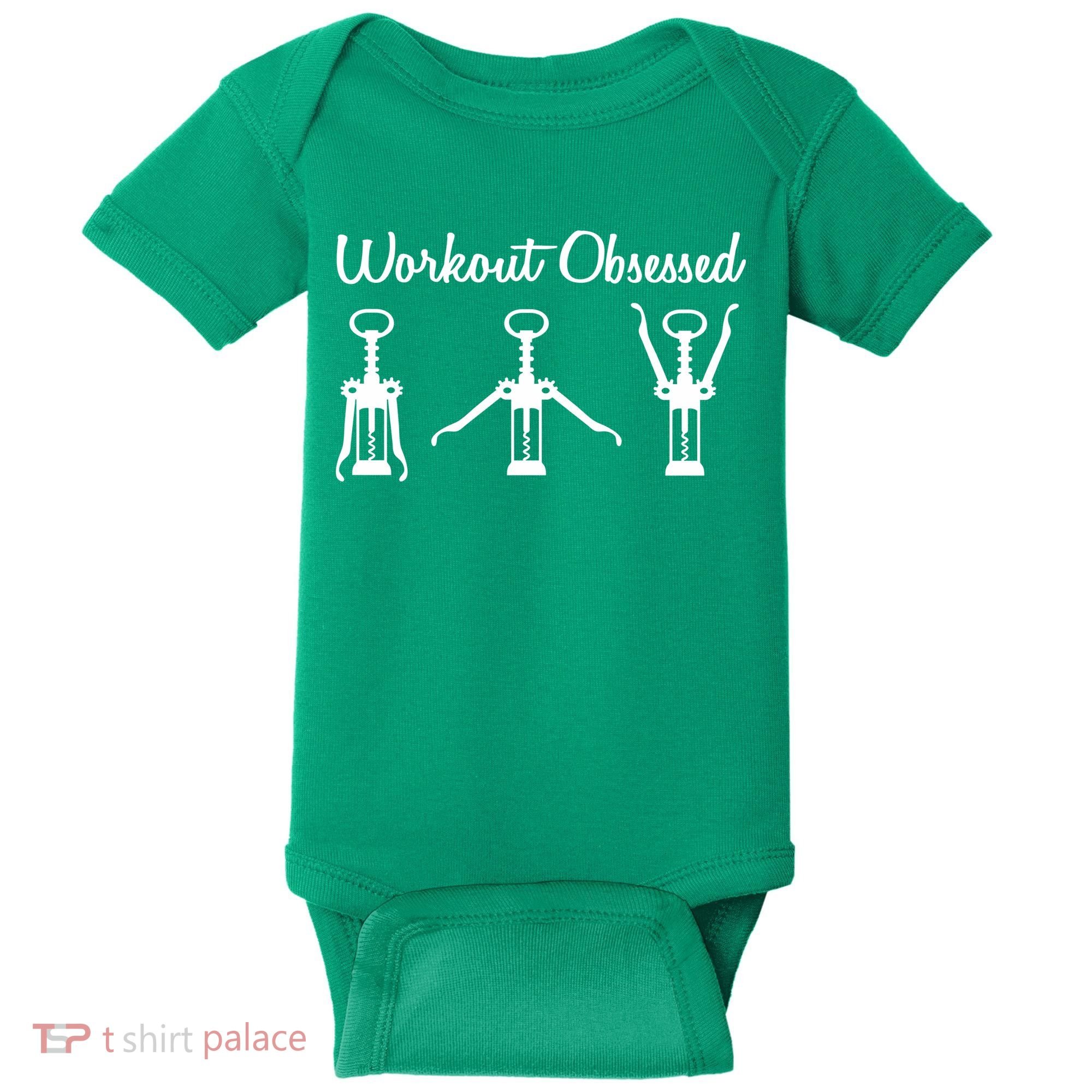 Workout Obsessed Wine Lover Baby Bodysuit