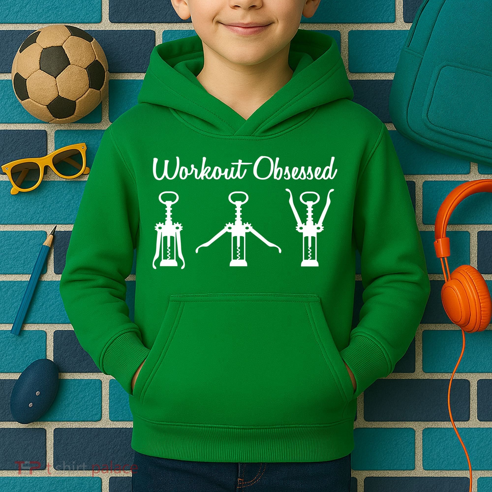 Workout Obsessed Wine Lover Kids Hoodie