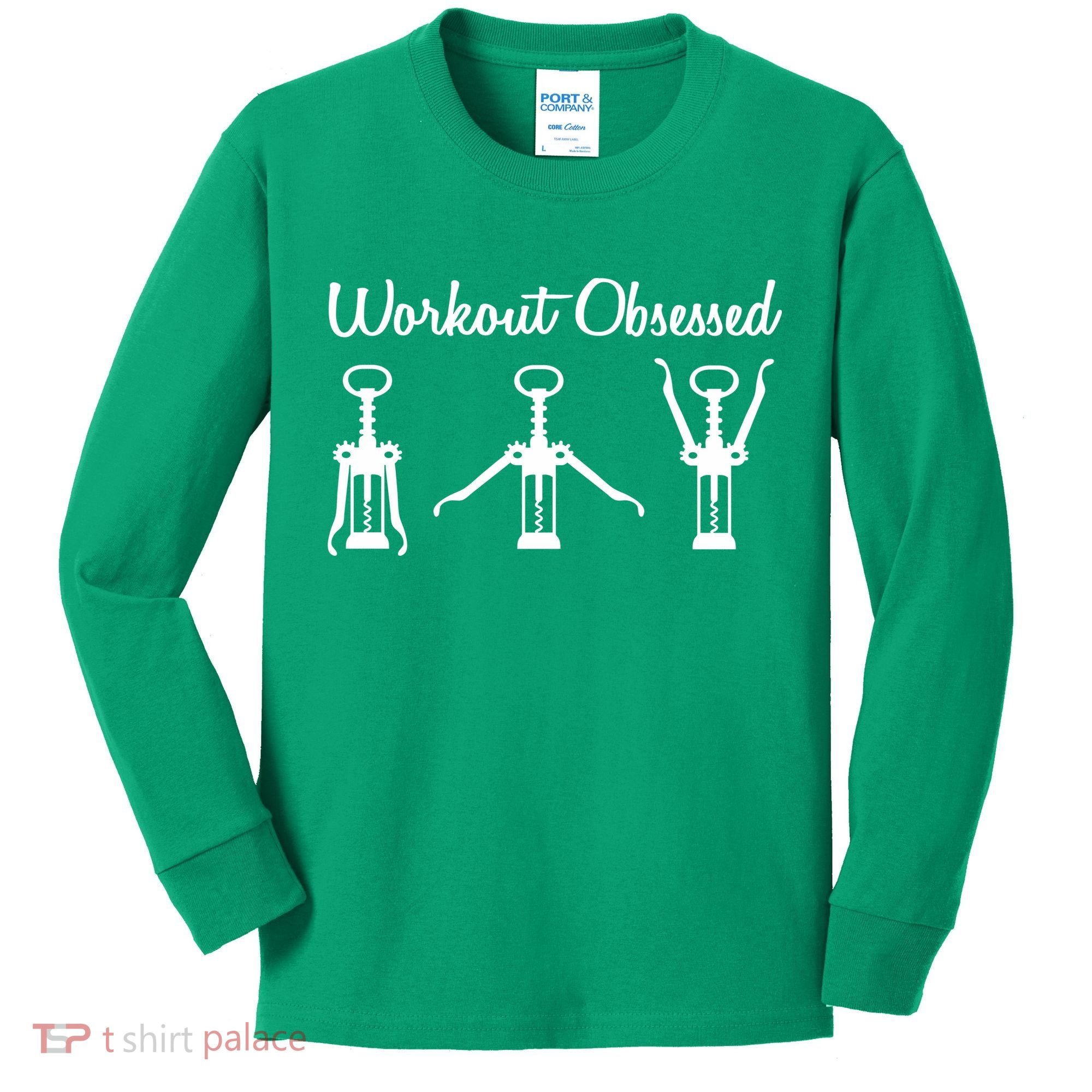 Workout Obsessed Wine Lover Kids Long Sleeve Shirt