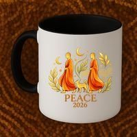 Walk Peace 2026 World Peace Monks Aloka Dog Spiritual Coffee Mug thumb 2