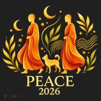 Walk Peace 2026 World Peace Monks Aloka Dog Spiritual Beanie thumb 2