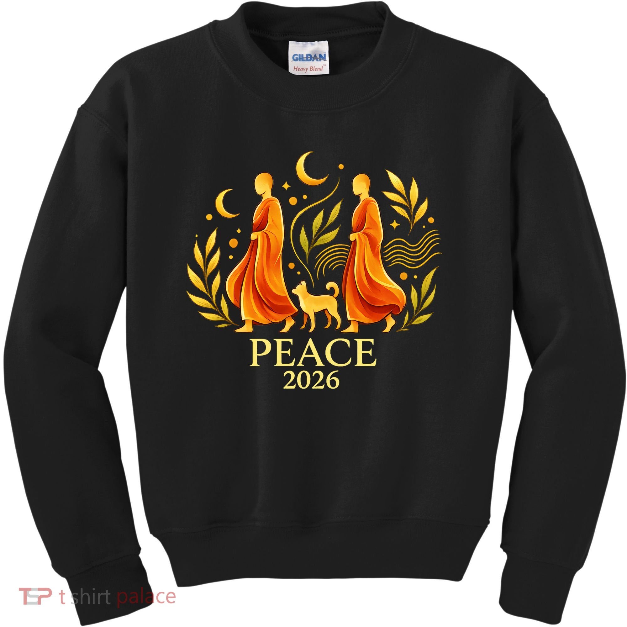 Walk Peace 2026 World Peace Monks Aloka Dog Spiritual Kids Sweatshirt