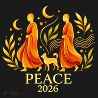Walk Peace 2026 World Peace Monks Aloka Dog Spiritual Kids T-Shirt thumb 4