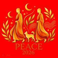 Walk Peace 2026 World Peace Monks Aloka Dog Spiritual Santa Hat thumb 1
