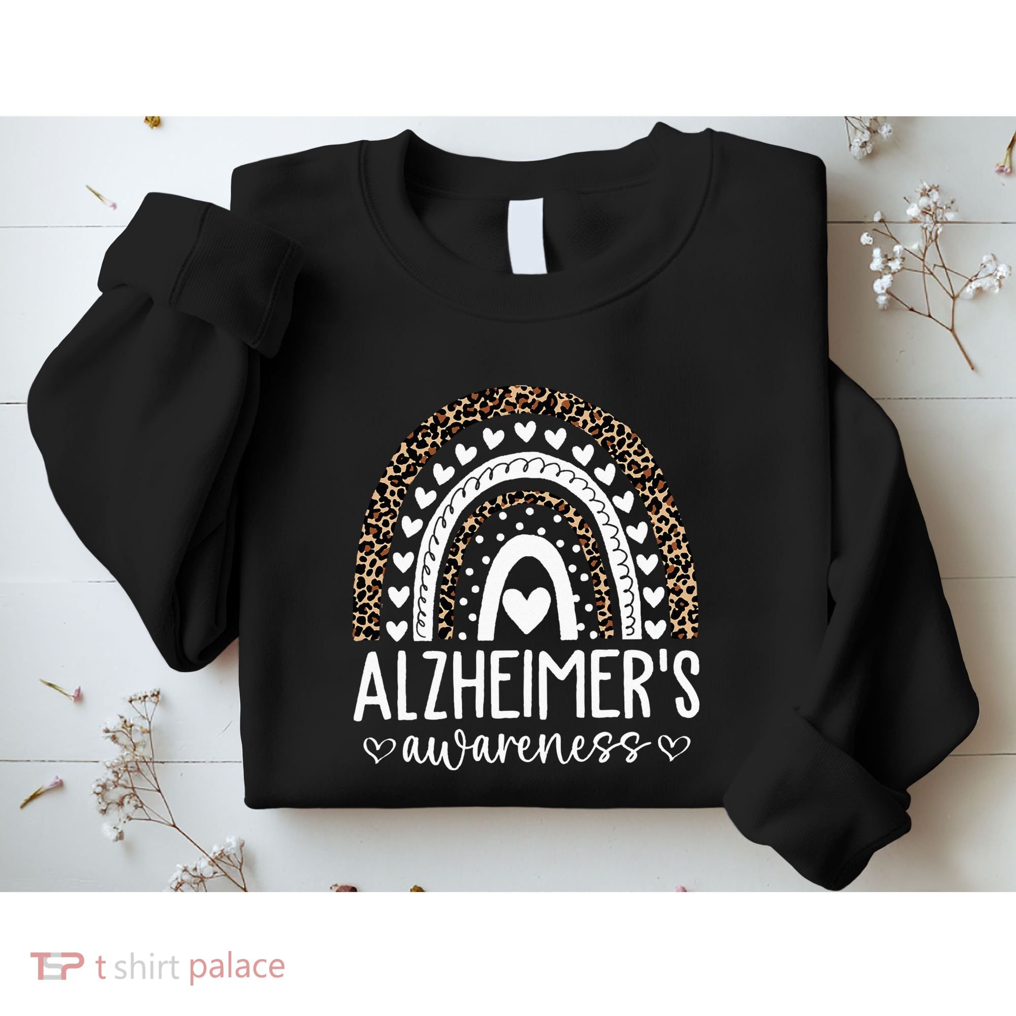 Wear Purple Alzheimers Awareness Leopard Rainbow Sweatshirt