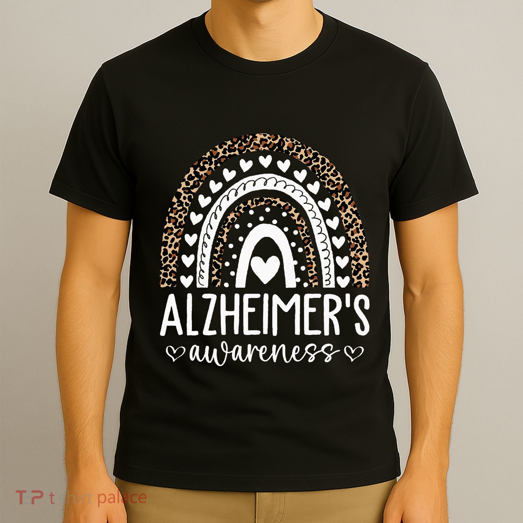 Wear Purple Alzheimers Awareness Leopard Rainbow T-Shirt