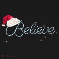 Wo Pretty BELIEVE with Santa Hat Holiday Christmas V-Neck Long Sleeve Shirt thumb 2
