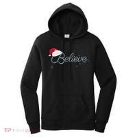 Wo Pretty BELIEVE with Santa Hat Holiday Christmas V-Neck Women's Hoodie thumb 0