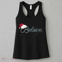 Wo Pretty BELIEVE with Santa Hat Holiday Christmas V-Neck Women's Tank Top thumb 3