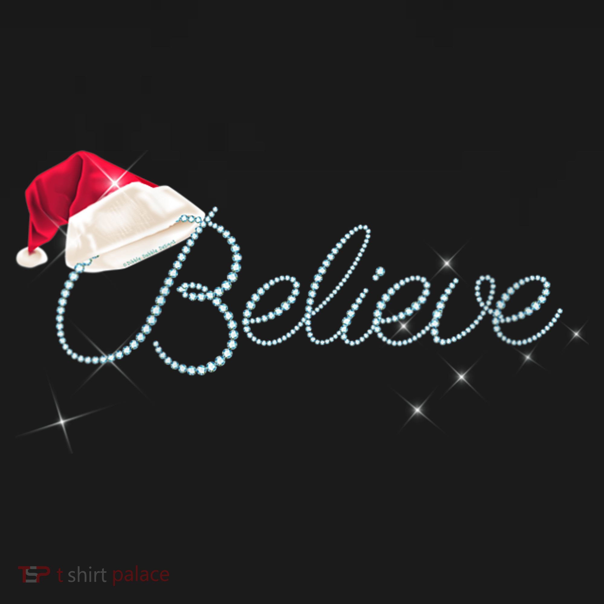 Wo Pretty BELIEVE with Santa Hat Holiday Christmas V-Neck Women's Tank Top