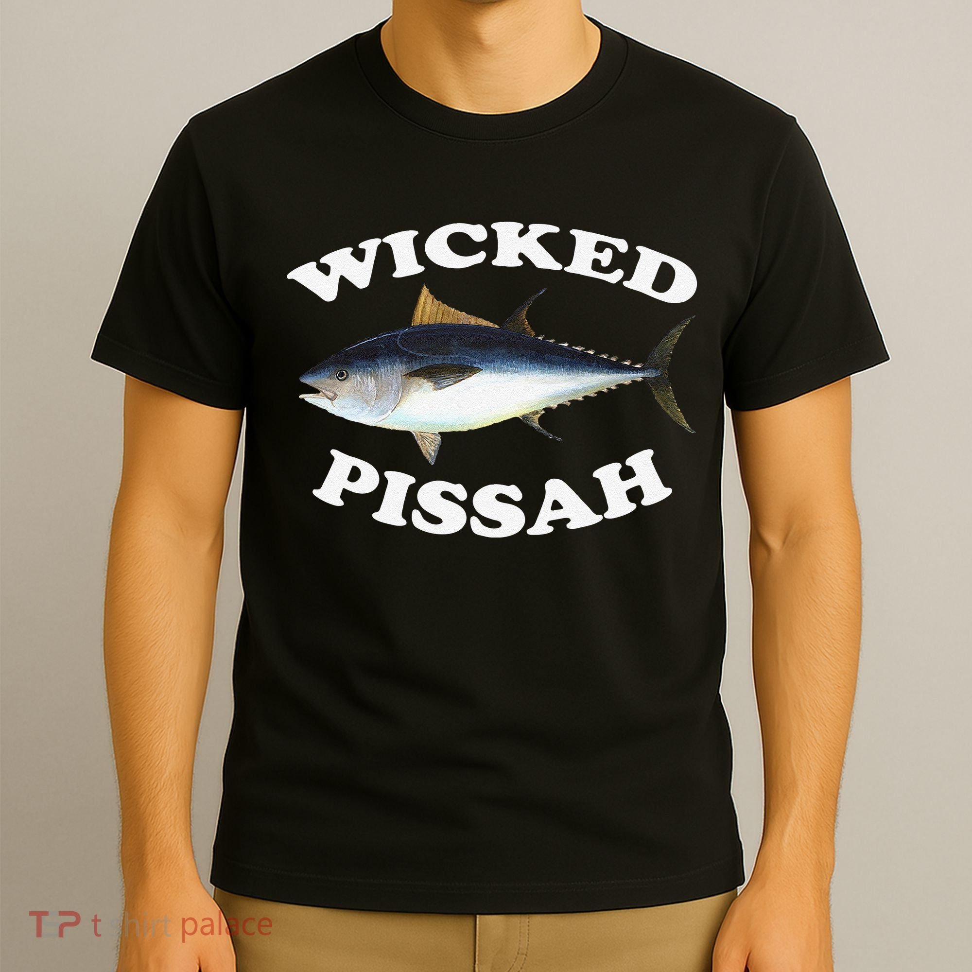 Wicked Pissah Bluefin Tuna Illustration Fishing Angler Gear T-Shirt