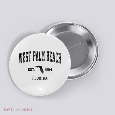 West Palm Beach Florida FL Vintage Sports Print Button