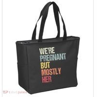 Were Pregnant But Mostly Her For An Expectant Father Gift Tote Bag thumb 2
