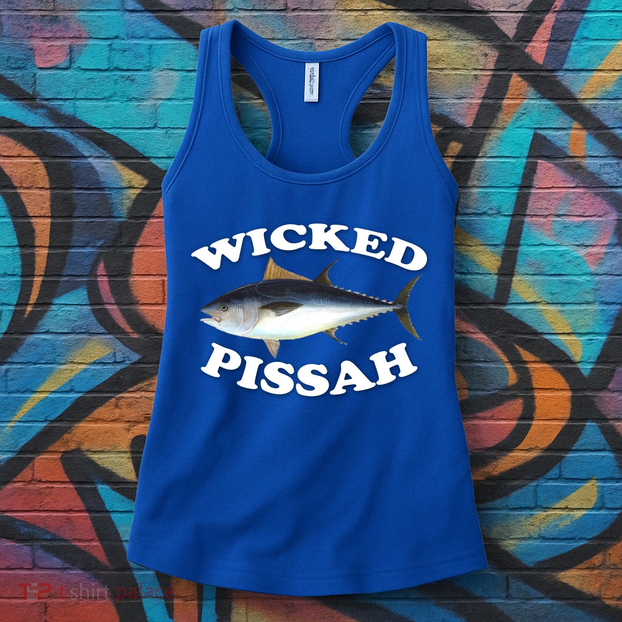 Wicked Pissah Bluefin Tuna Illustration Fishing Angler Gear Gift Women's Tank Top