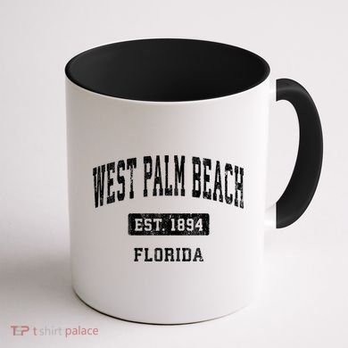 West Palm Beach Florida Fl Vintage Sports Established Coffee Mug back