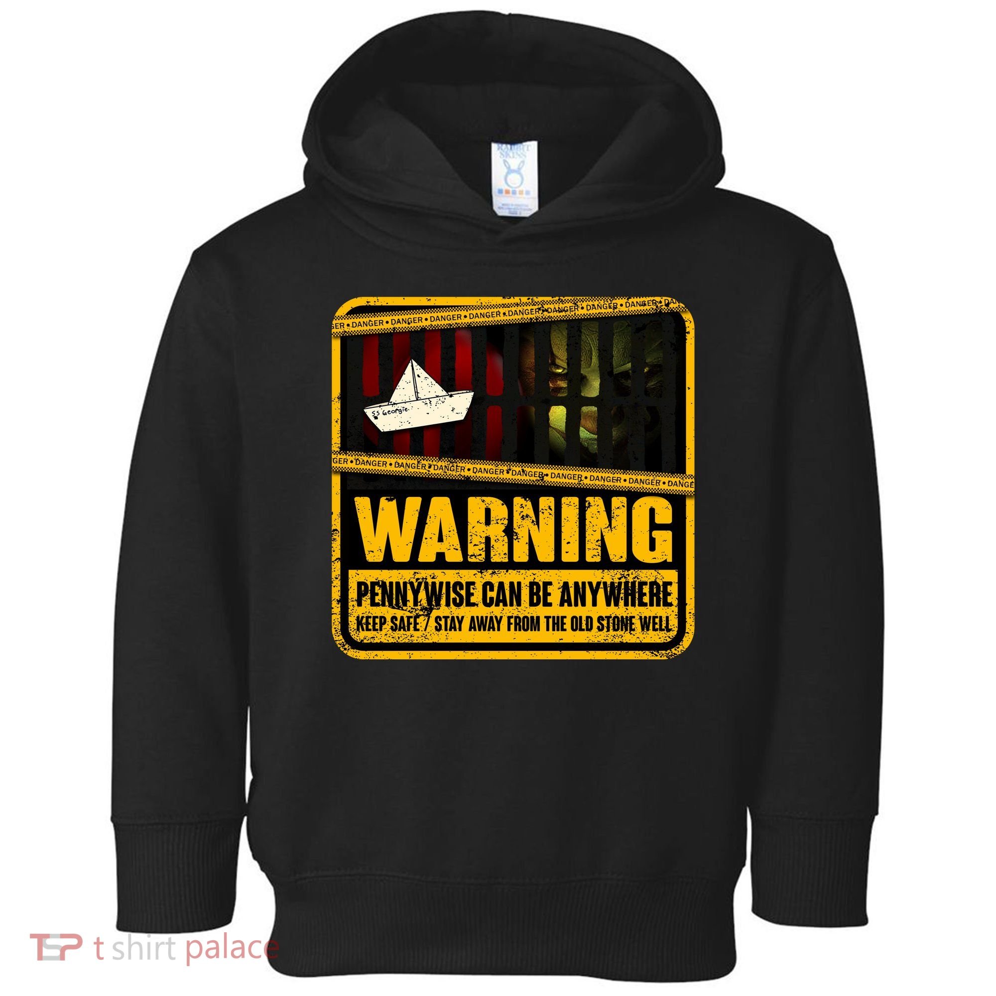 Warning Pennywise Can Be Anywhere Keep Safe Scary Horror Clown Halloween Toddler Hoodie