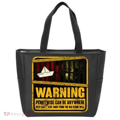 Warning Pennywise Can Be Anywhere Keep Safe Scary Horror Clown Halloween Tote Bag