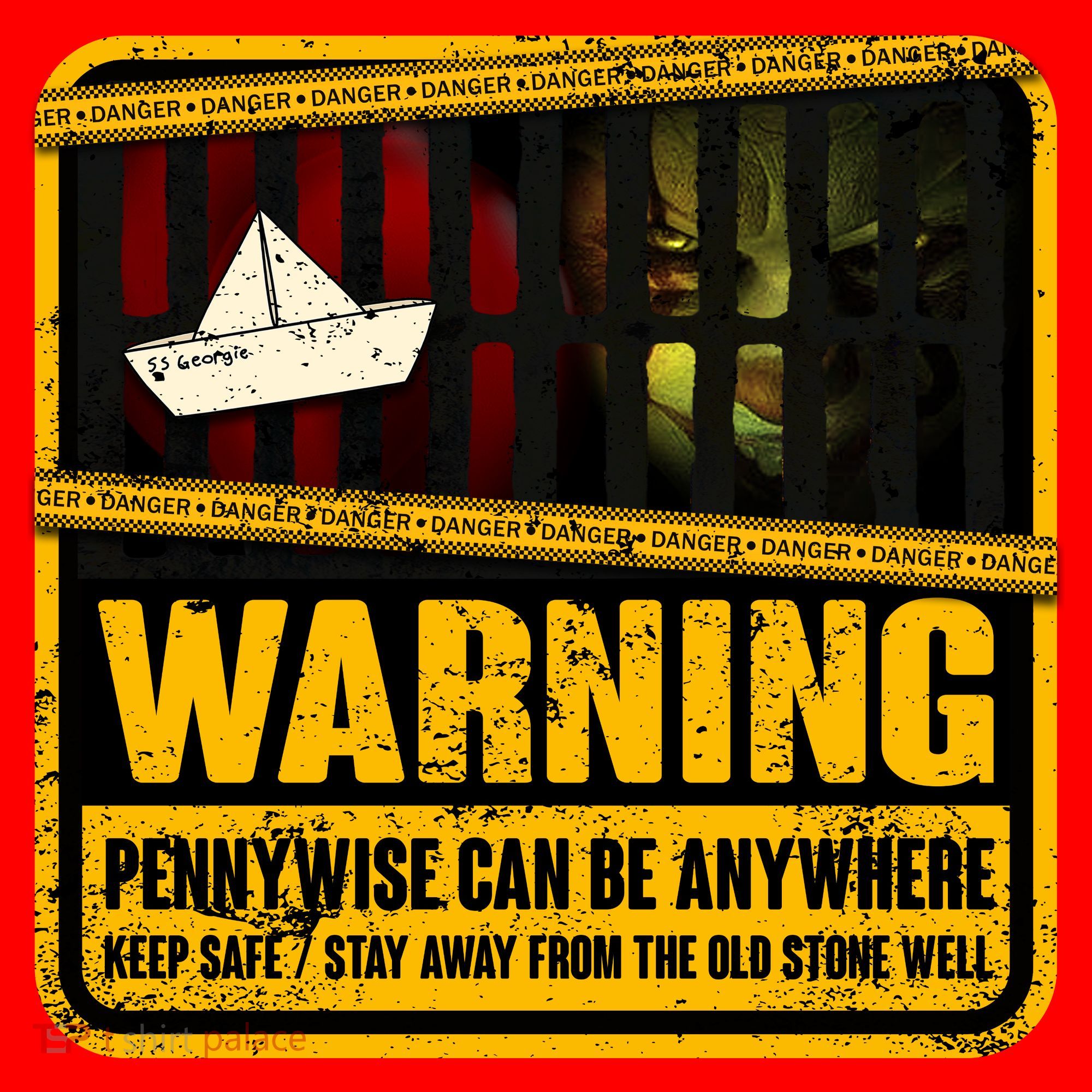 Warning Pennywise Can Be Anywhere Keep Safe Scary Horror Clown Halloween Santa Hat