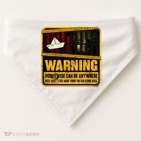 Warning Pennywise Can Be Anywhere Keep Safe Scary Horror Clown Halloween USA-Made Doggie Bandana thumb 0
